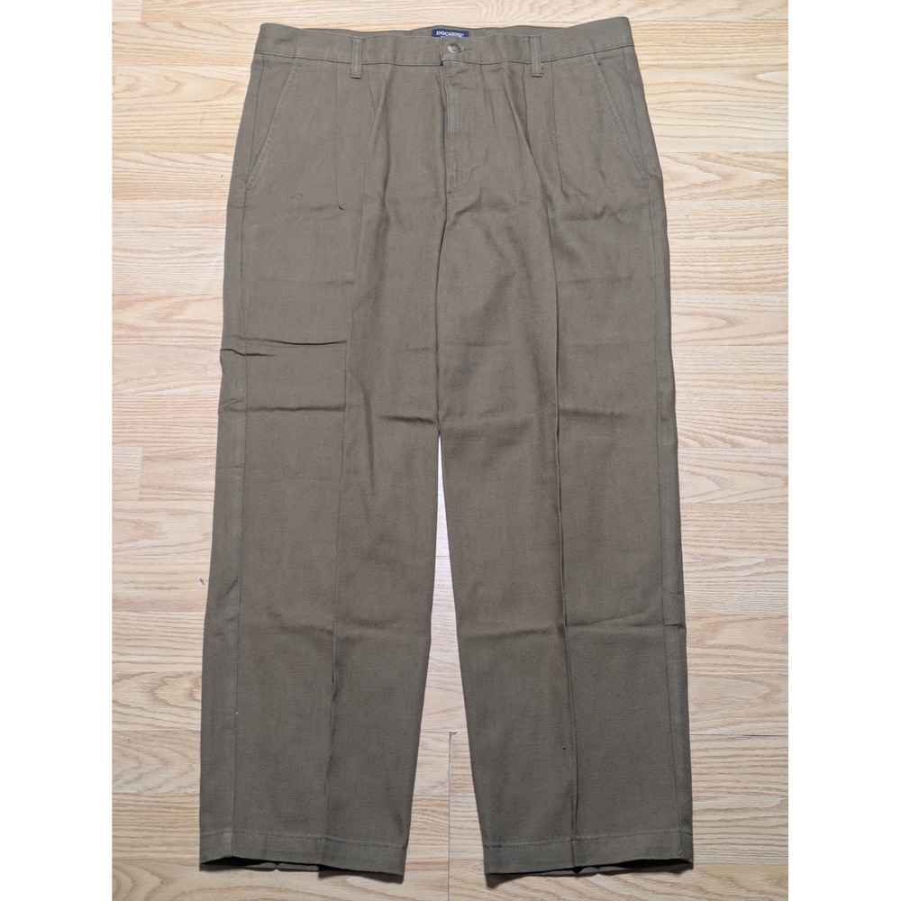 Dockers Mens Pleated Relaxed Fit Khaki Pants Brown 38x29